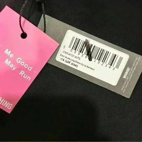 NWT Pretty Little Thing Black Long Sleeve Zip Mock Neck Scuba Swimsuit Size 10 - Picture 4 of 8